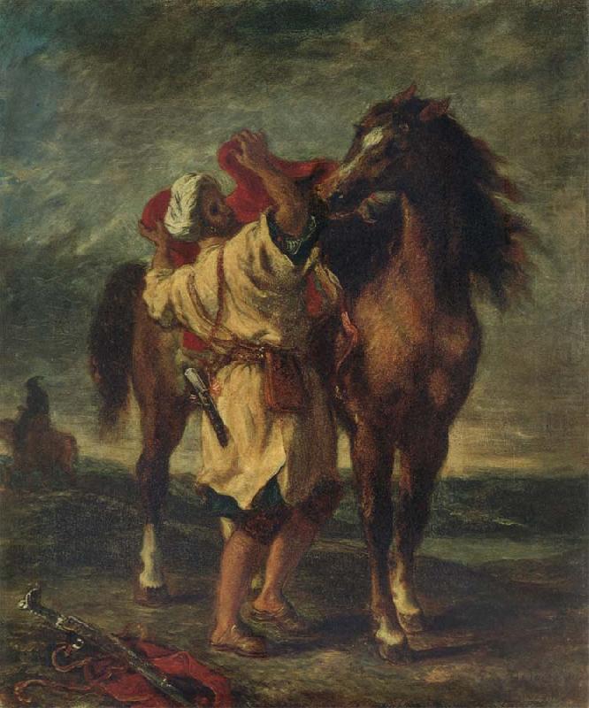 Eugene Delacroix Arab Sadding His Horse china oil painting image